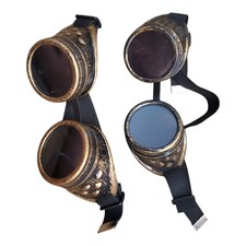 Lot Of 2 Steampunk Style Goggles Round Circle Adjustable Strap Costume Cosplay