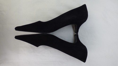 Martinez Valero Shoes Vintage Heels Black Suede Low Kitten Square Toe size UK 6 - Picture 5 of 17
