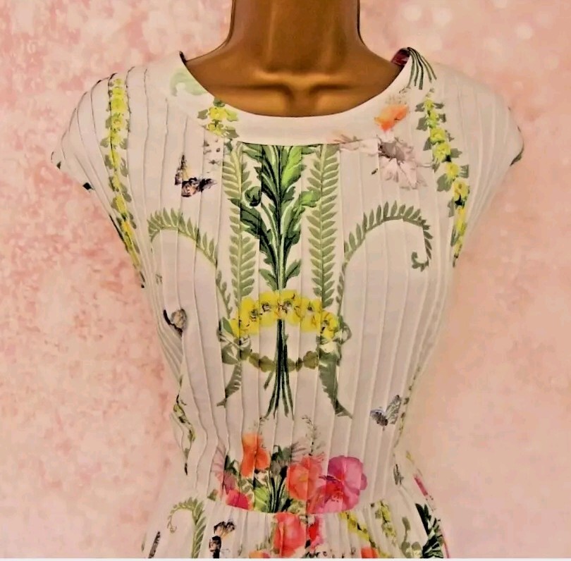 ted baker mint skater dress TED BAKER RIVANA HANGING GARDENS MINT GREEN FLORAL SKATER DRESS Womens Size 2