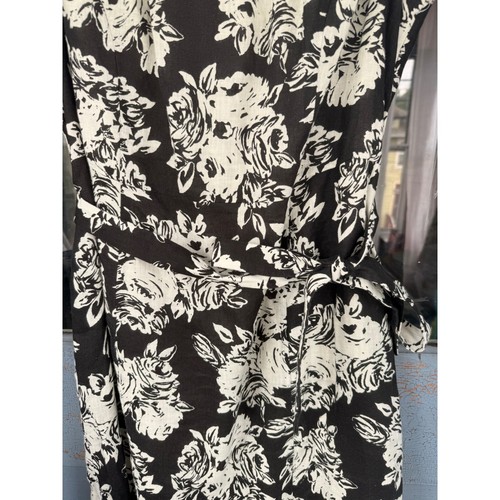 Lands' End Linen Dress Floral Print Sleeveless Casual Black White Size 12 - Bild 8 von 9