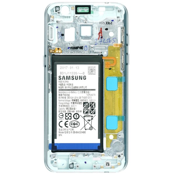 Samsung Galaxy A3 2017 SM-A320F Mittel GehäUse Akku Rahmen Tasten Blau-image