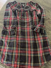 J.Crew Crewcuts girls red green Smocked plaid long sleeve nightgown pajamas 7