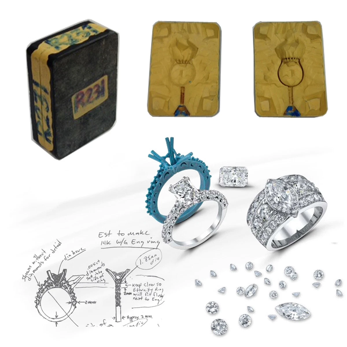 Custom Made from your own design Ring Lost Wax Casting Jewelry Mold x 1 Design