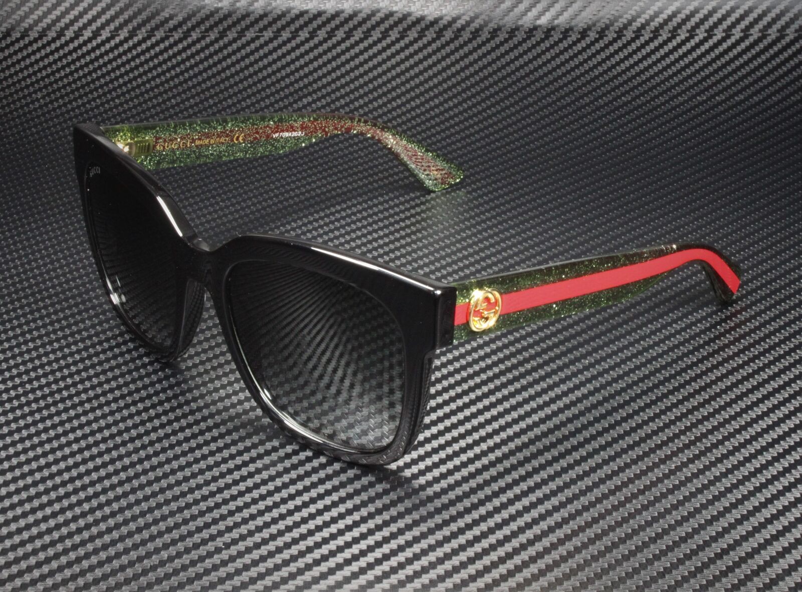 GUCCI GG0034S 002 Rectangular Square Black Grey 54 mm Women's Sunglasses