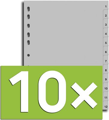 Durable Register 6512 für DIN A4, volldeckend (10er Pack - grau, 1-12) - OVP
