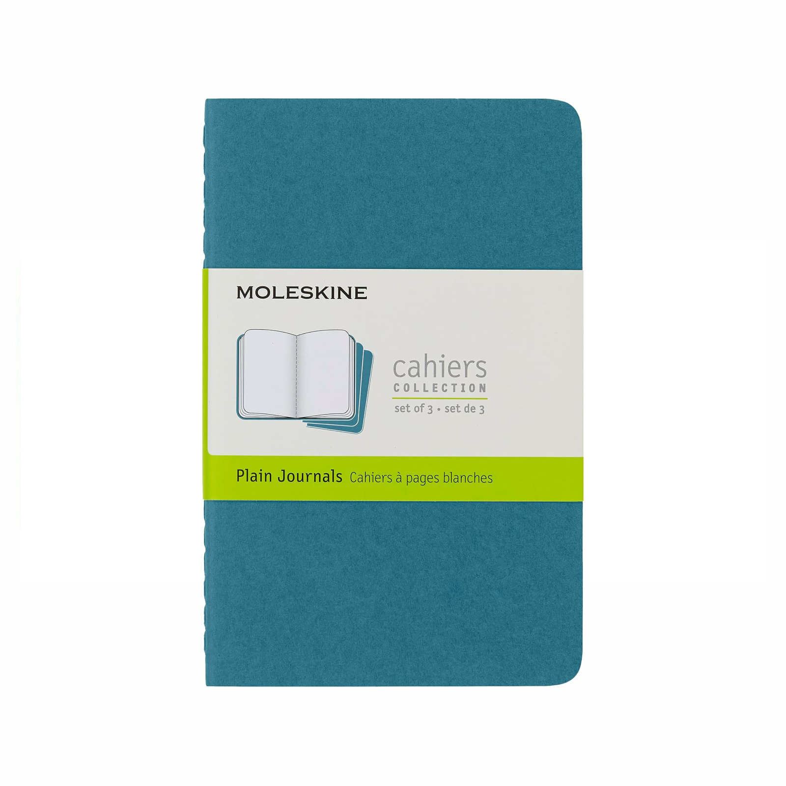 Moleskine Cahier Pocket Journal - Set of 3 Plain Notebooks - 9x14cm - Brisk Blue