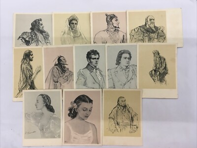 RUSSIA Original Postcards by Sokolov Opera, 1959 (Lot Of 12) 4 1/8  X 5 3/4 