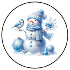 FROSTY BLUE SNOWMAN CHRISTMAS WINTER ENVELOPE SEALS LABELS STICKERS PARTY FAVORS