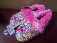 NWT Size 2 Girls Shopkins pink faux fur fuzzy slippers