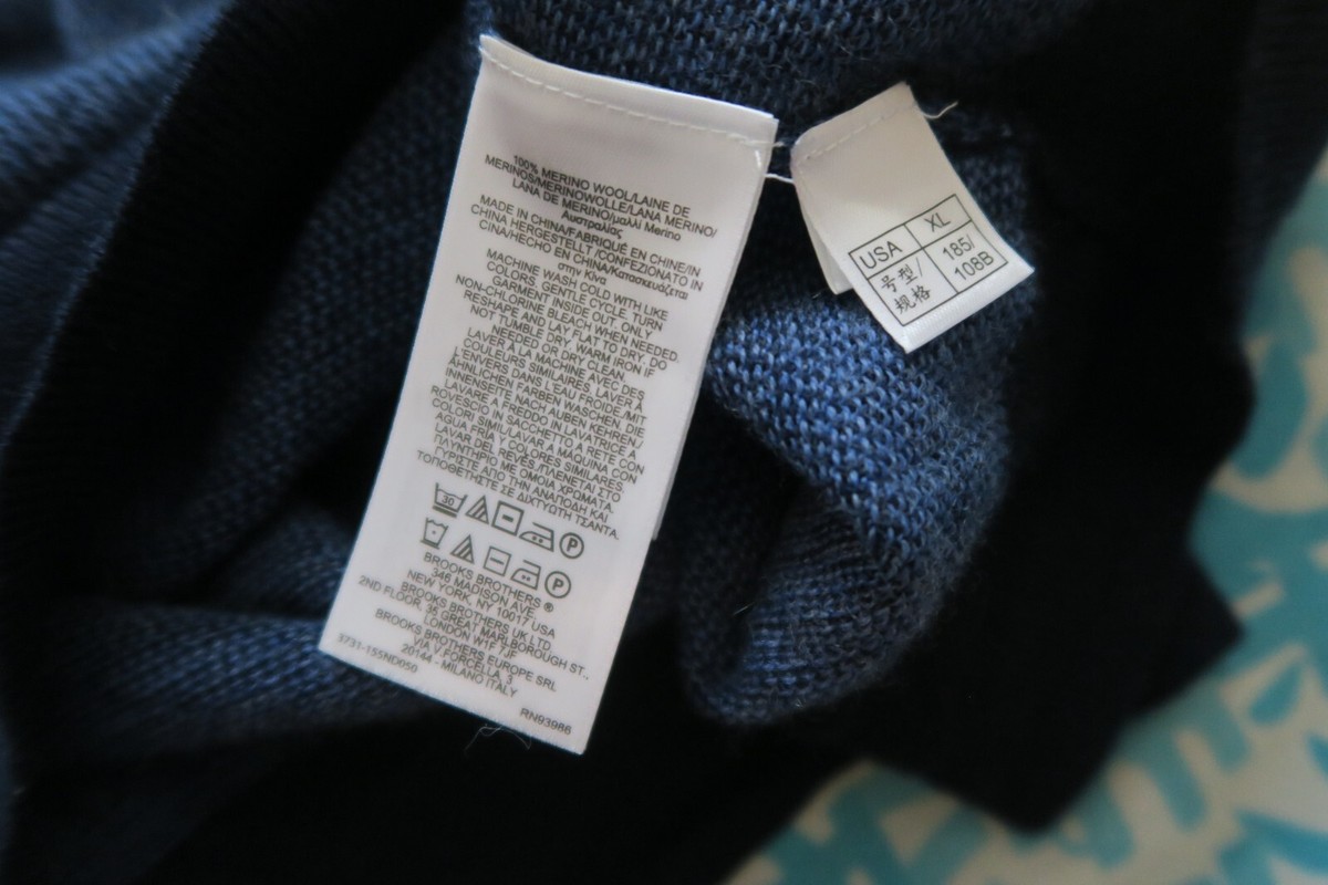 $298 Brooks Brother Extra Fine Merino 1/4 Zip Blue Heather Navy 