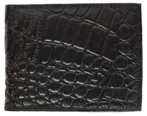 Billetera plegable con estampado de cocodrilo para hombre ventana de identificación negra billetera de tarjeta de crédito - Imagen 3 de 4