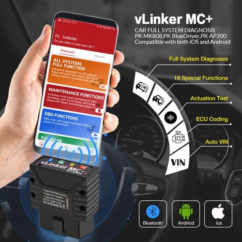 VLinker MC 4.0 Bluetooth Compatible con Android IOS OBDII Herramienta de Diagnóstico de Vehículos V2.2 - Imagen 8 de 11