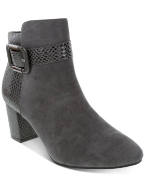 KAREN SCOTT Womens Gray Scale Pattern Ivyy Almond Toe Block Heel Booties 12M