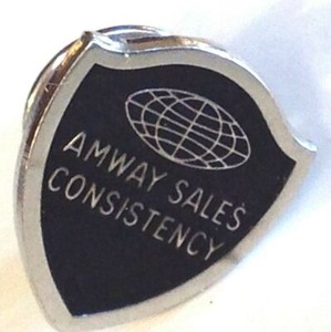 Vintage Amway Sales Consistency Shield Pin Award Silver