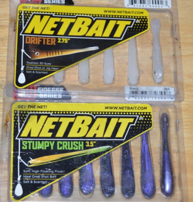 2 packs netbait finesse series stumpy crush 3.5'' bang and drifter 2.75'' white