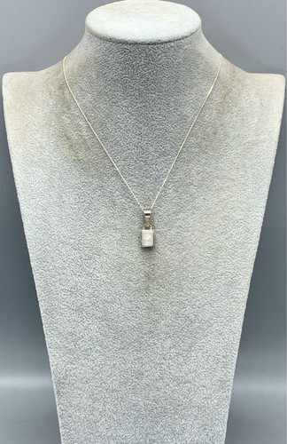 Sterling Silver, M.O.P. Rectangular Pendant Necklace - Picture 2 of 6