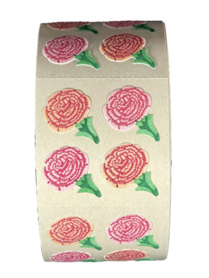 400 Carnation Stickers in roll of 100 modules 2''x2'', each sticker 1.00'' RFZ5007