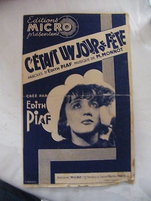 Partition Un Jour De Fête Edith Piaf