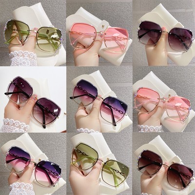 Women Rimless Oversized Studded Sunglasses Gradien Amazon.com: Women Rimless Diamond Sunglasses, Oversized  main image 4