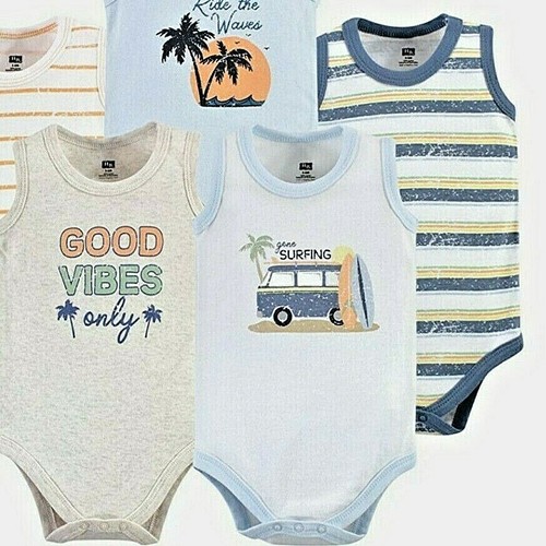 Hudson Baby Unisex Baby Cotton Sleeveless Bodysuits, Gone Surfing, 6-9 Months - Picture 4 of 11
