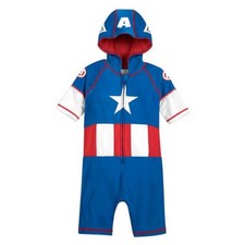 NWT Disney Store Captain America Rash Guard Wetsuit Swimsuit 4,5/6,7/8