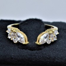 Open Cuff Marquise & Round Cut Sterling Silver Moissanite Women's Wedding Ring