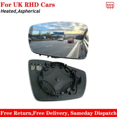For VW Polo 2009-2017 Heated Aspherical Wing Mirror Glass Right Driver Side