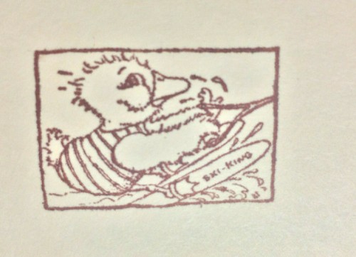Ski King Duck Rubber Stamp Water Skiing Summer Lake Sport Fun Vintage Rare - Picture 5 of 8