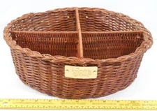 Wicker Basket Divider Round Multi-Use Organizer Rustic Vintage