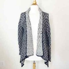 Dex Waterfall Black and White Cardigan Sweater S