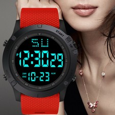 Men Women LED Digital Date Military Sport Rubber Quartz Watch Alarm Waterproof