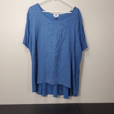 Old Navy Women's Top XXL Blue Embroidered Hole Pattern Top Summer Spring