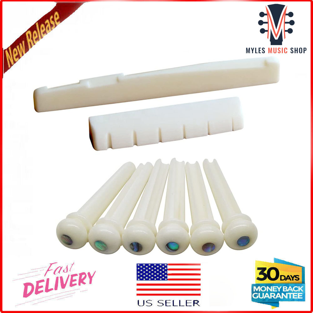 Acoustic Guitar Bone Bridge Pins,Saddle&Nut Fit Washburn,Rog