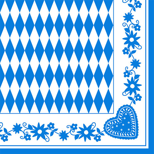 400 Servietten 3Lagig 1/4-Falz 40Cm Bayrisch Blau Raute Bayern Oktoberfest Wiesn-image