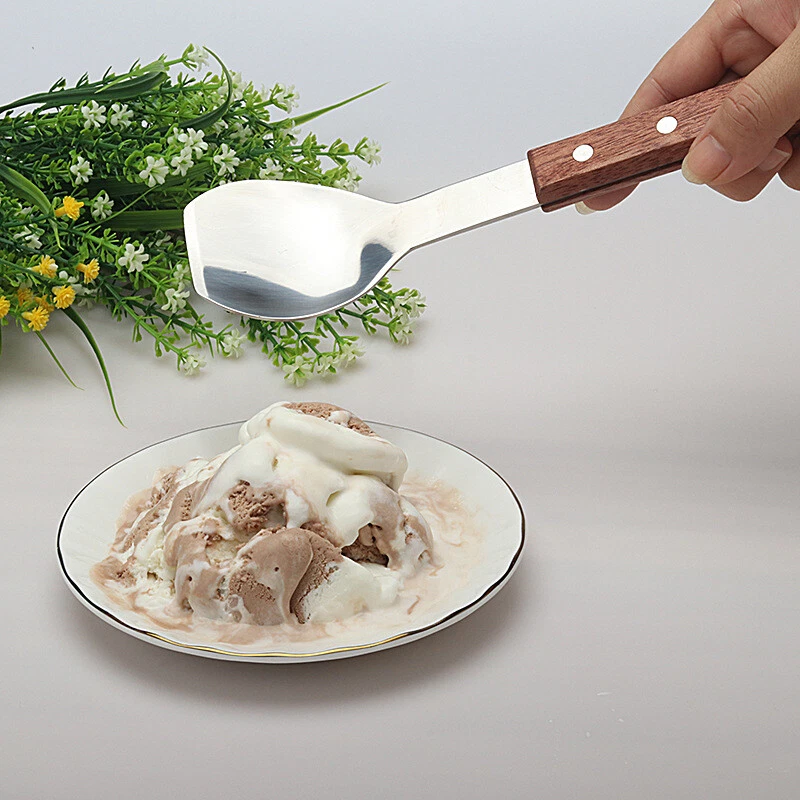 Cuchara de helado de acero inoxidable con mango de madera 1 pieza Foto 4 de 4