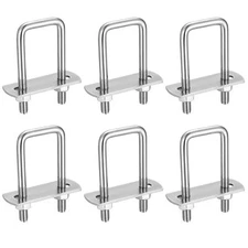 6 Pack Square U-Bolts Stainless Steel U-Bolts with Frame Plates and Nuts 1"/2...
