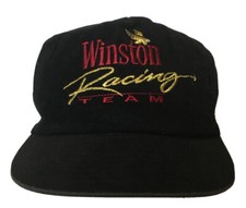 Vintage Winston Racing Team Hat NASCAR Cap Black Velvet Snap Back Gold Red Eagle