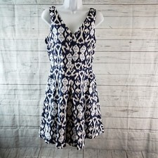 Gap Womens Linen Dress Sz 4 Blue Purple Double V-Neck Sleeveless Side Zip Pocket