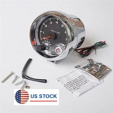 USA Chrome 3 3/4" Analog Car Tachometer Gauge 0~8000RPM Adjustable Shift Light