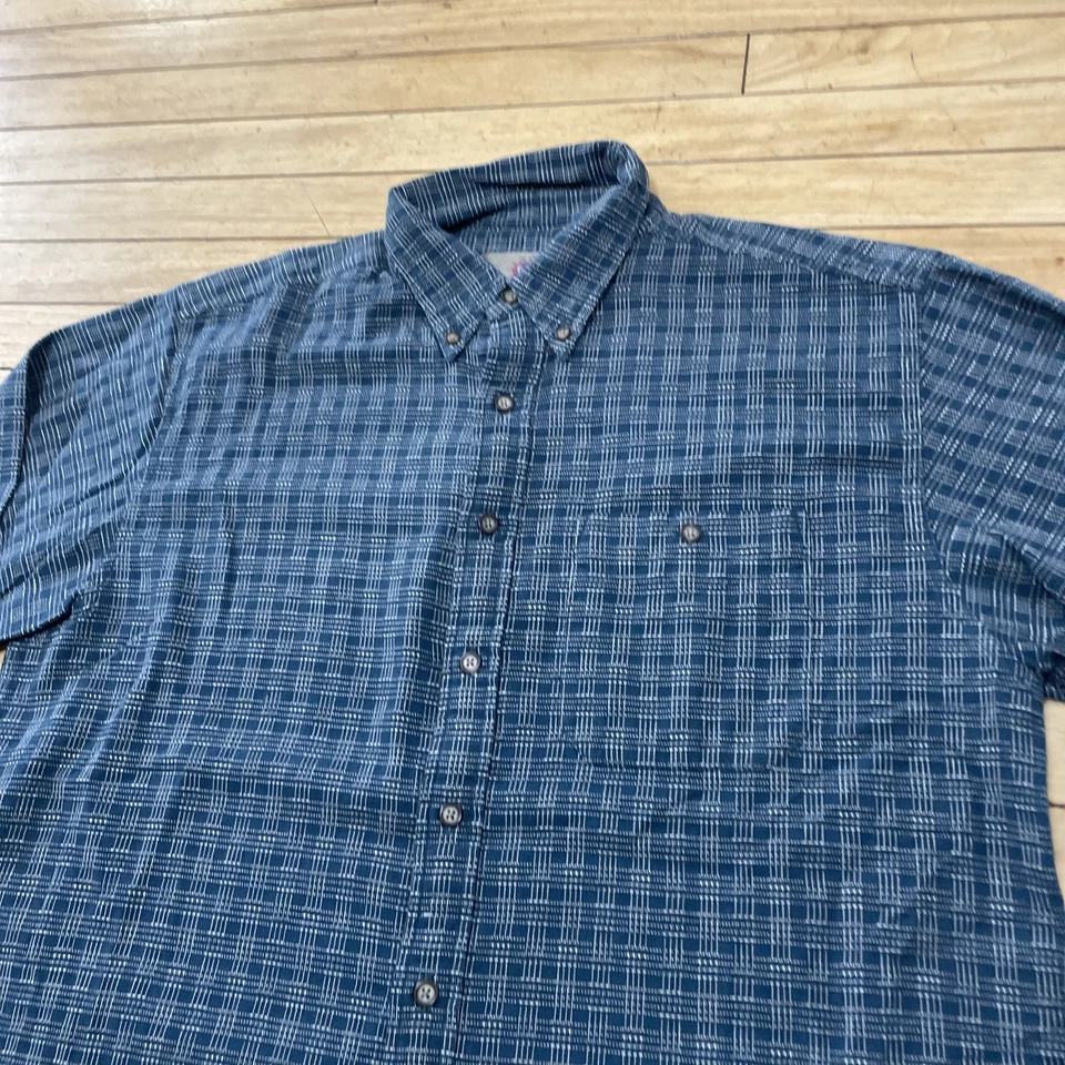 The Territory Ahead Button Shirt Men L Green Blue Plaid Textured Cotton Capsule - Image 4 of 4