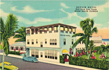 Cartolina Miami Beach REVLIN HOTEL Collins Ave anni '30 art deco retrò moderna