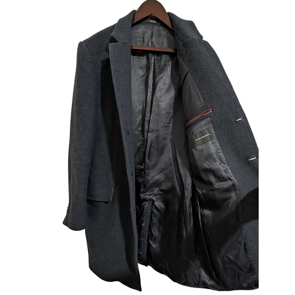 Club Monaco Italian Manteco Wool-Blend Navy Overcoat / Car Coat | Size 42, US L - Image 3 of 4