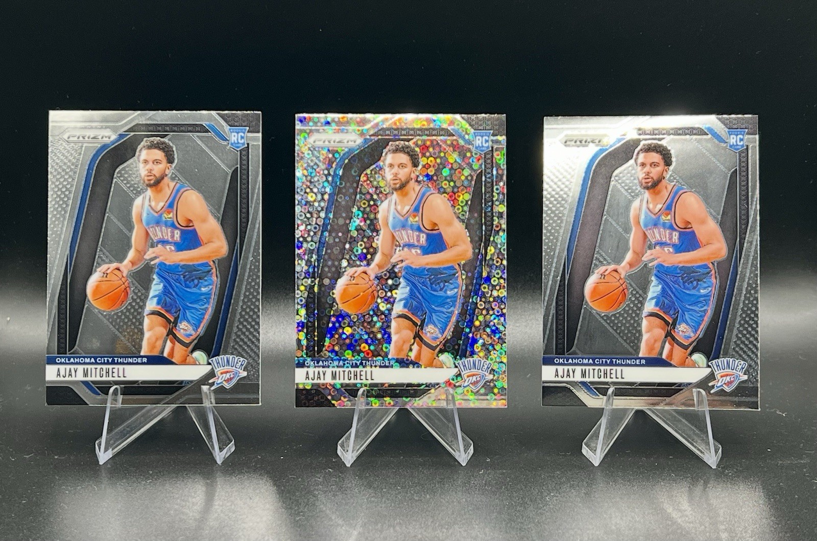 2024-25 Prizm Ajay Mitchell RC 3 Card Lot Fast Break Disco Silver Base #226