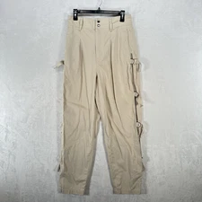 Isabel Marant Pants Womens 10 Khaki Beige Side Buckle Pleated Trousers Tapered