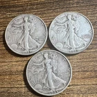 1943 Liberty Walking Half Dollar Silver Coins Lot of 3 Circulated