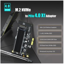 Black M.2 NVMe to PCIe X1 Adapter with Heatsink