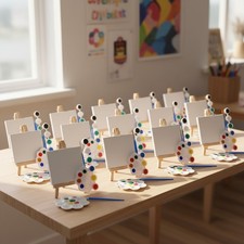 24-Piece Mini Acrylic Paint Kit with Canvases  Easels - Perfect Valentines Gift