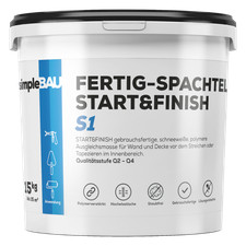 SimpleBau Start&Finish 15 KG Polymer-Spachtelmasse vor dem Anstrich, weiß
