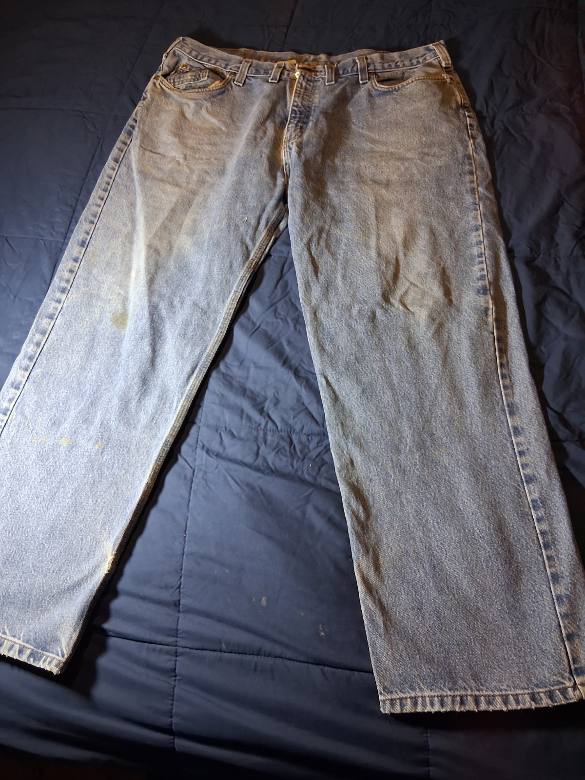 Carhartt Jeans Mens 44x30 Blue Relaxed Fit Rugged Flex Medium Wash Utility Denim