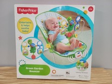 Fisher Price Baby Green Garden Bouncer - Vibrating Seat Bouncy Chair for Infant